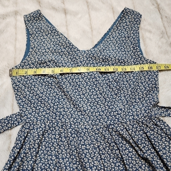 Floral Dress Sleeveless Blue, tan and cream colors Size S SM WARDROBE - Picture 13 of 16